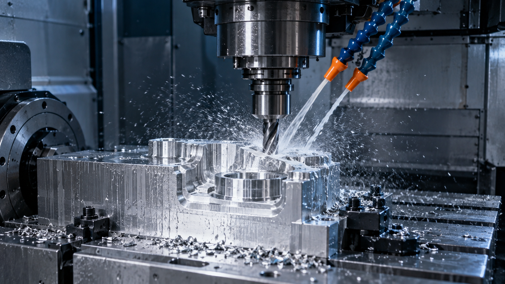 CNC frezede hassas metal işleme — temsili imalat görseli